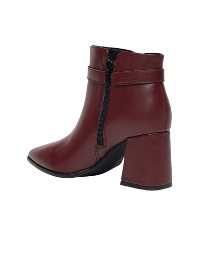 Emery Maroon Block Heel Boots