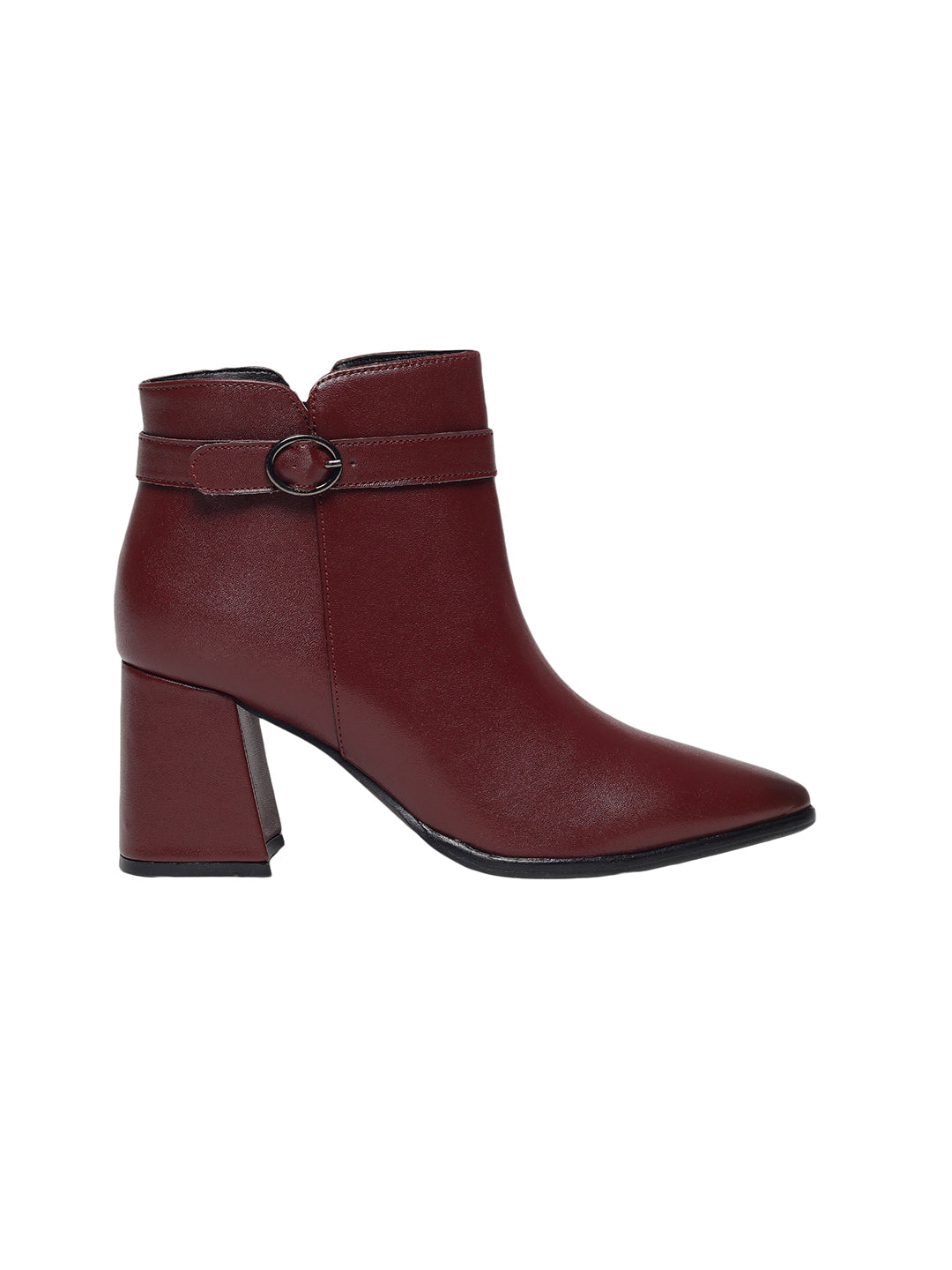 Emery Maroon Block Heel Boots