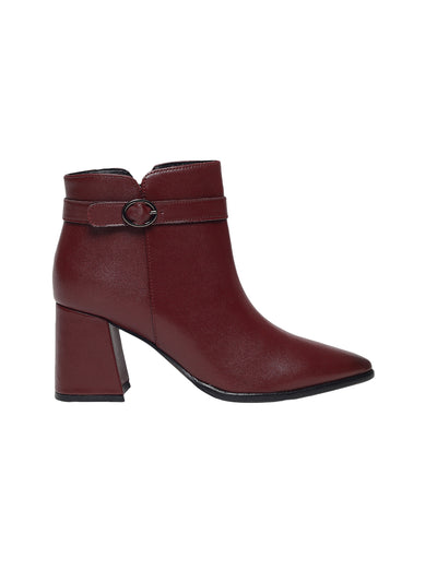 Emery Maroon Block Heel Boots