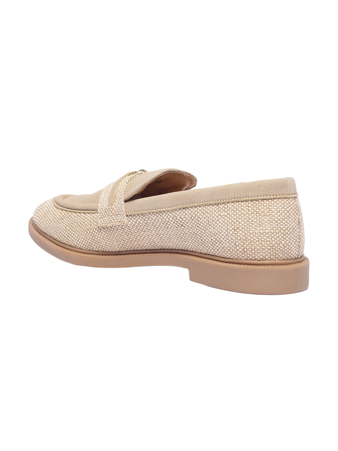 Angelia Beige Flat Loafers