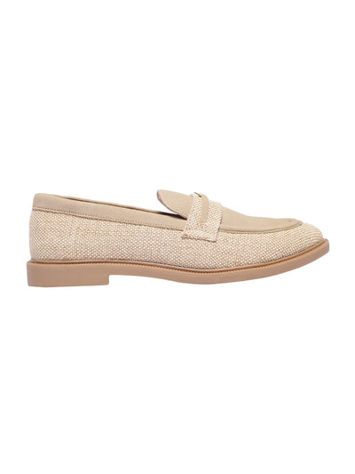 Angelia Beige Flat Loafers