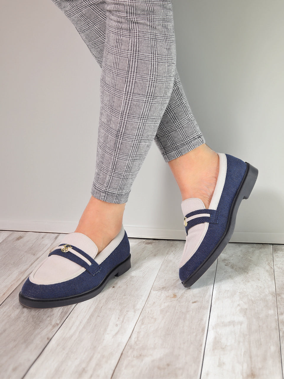 Angelia Blue Flat Loafers