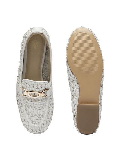 Cora White Flat Loafers