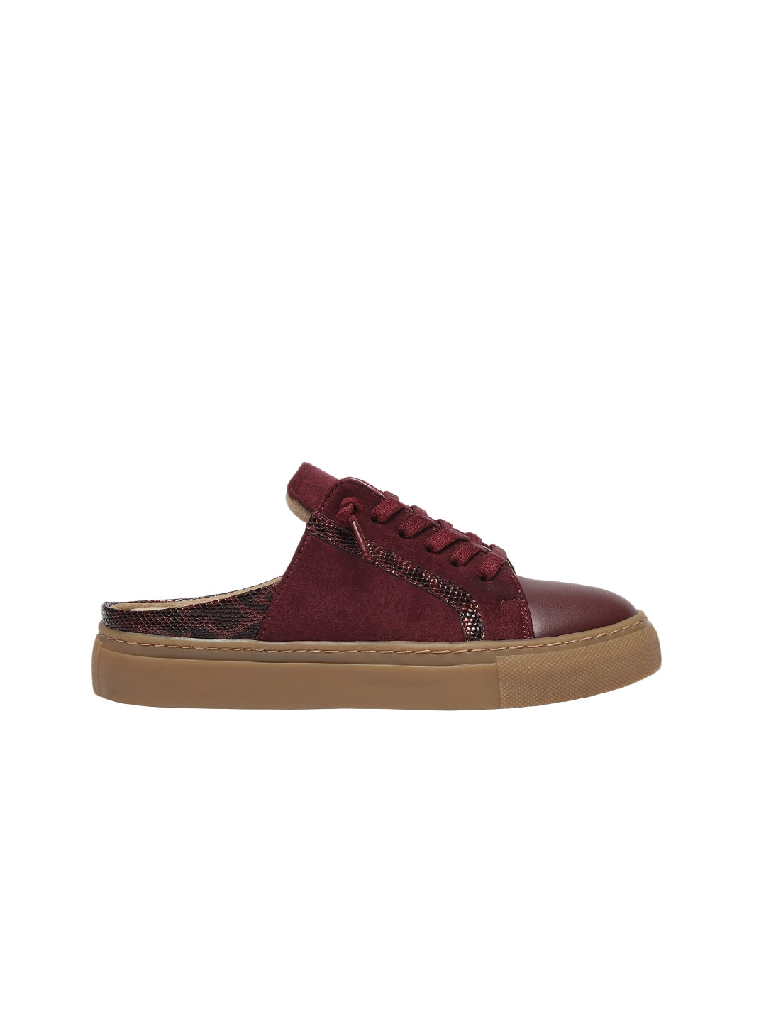 Nicola Maroon Flat Sneakers