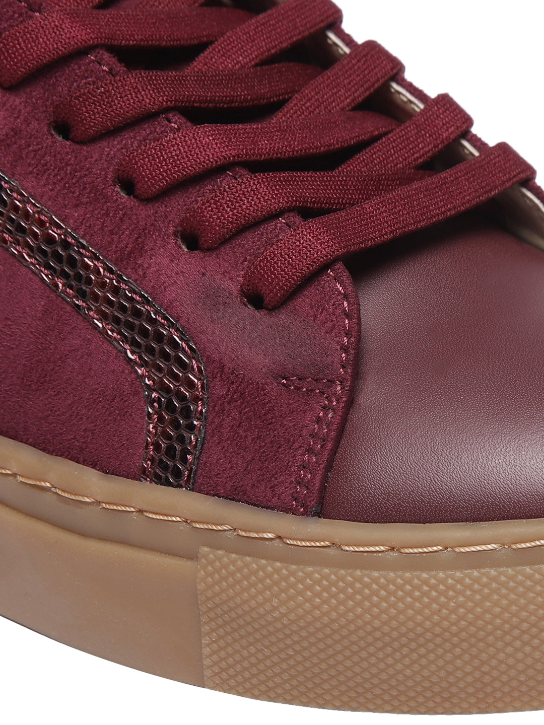 Nicola Maroon Flat Sneakers