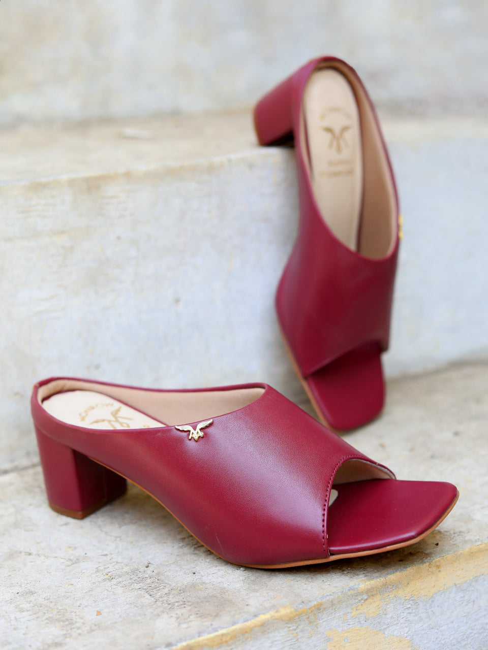 Maroon block heels sales