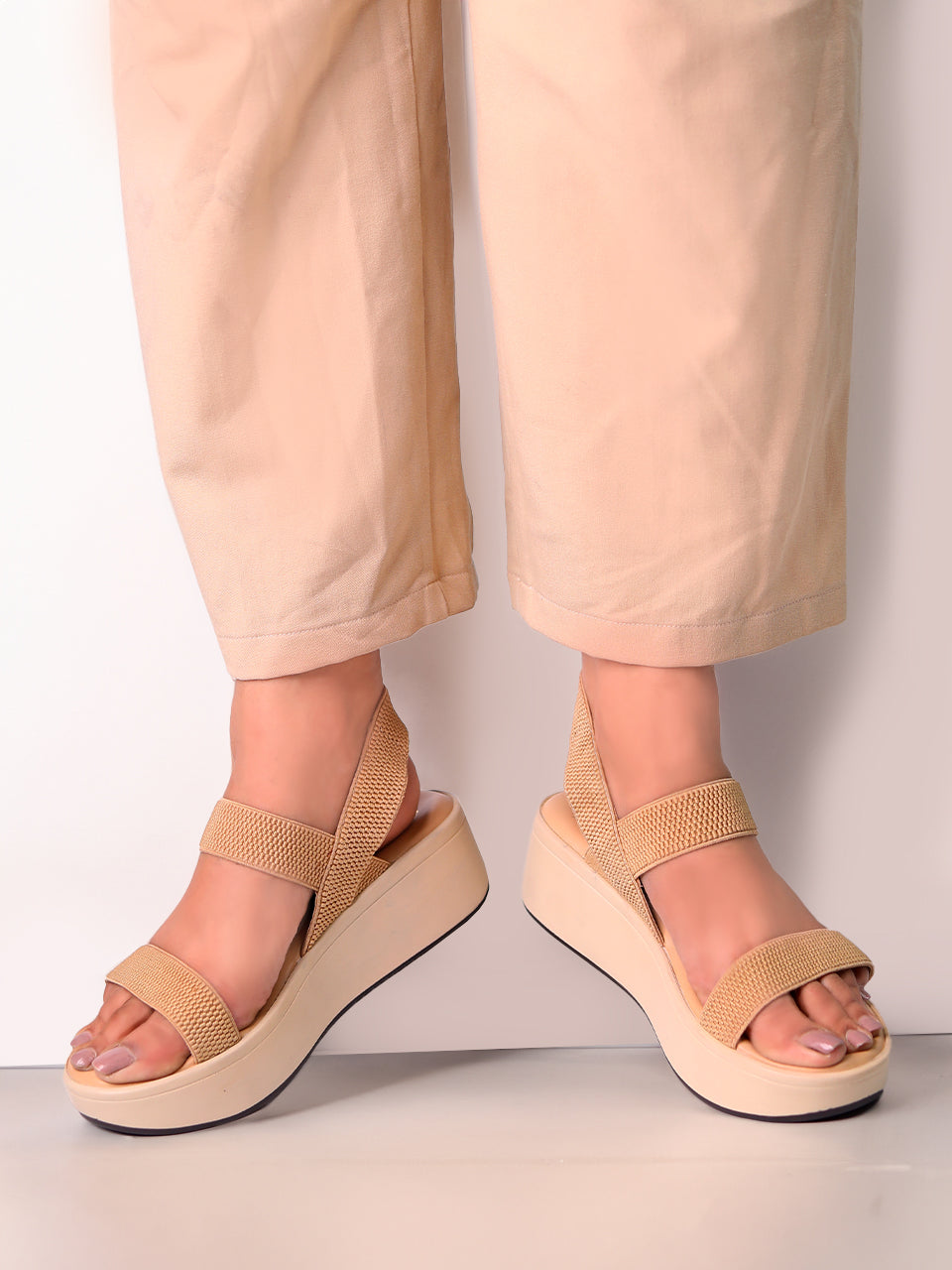 Elodie Beige Flatform Heels