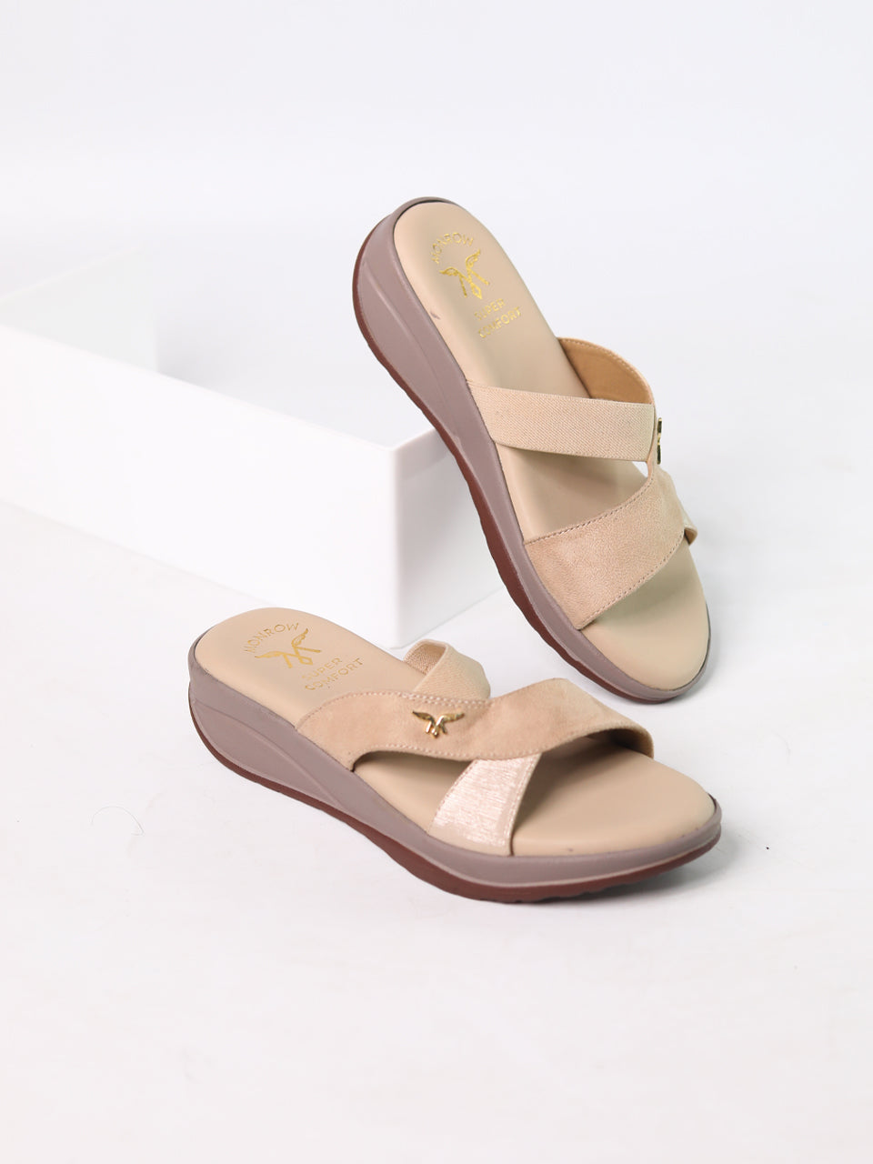 Ilaria Beige Wedge Heels