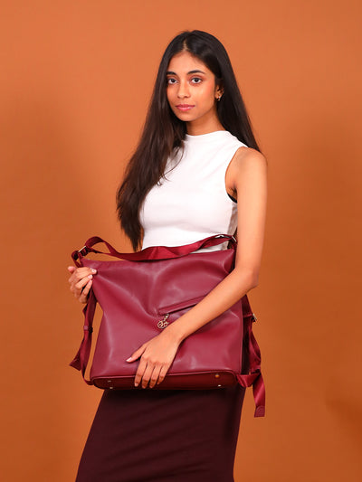 Shape Shifter Maroon Tote Bag