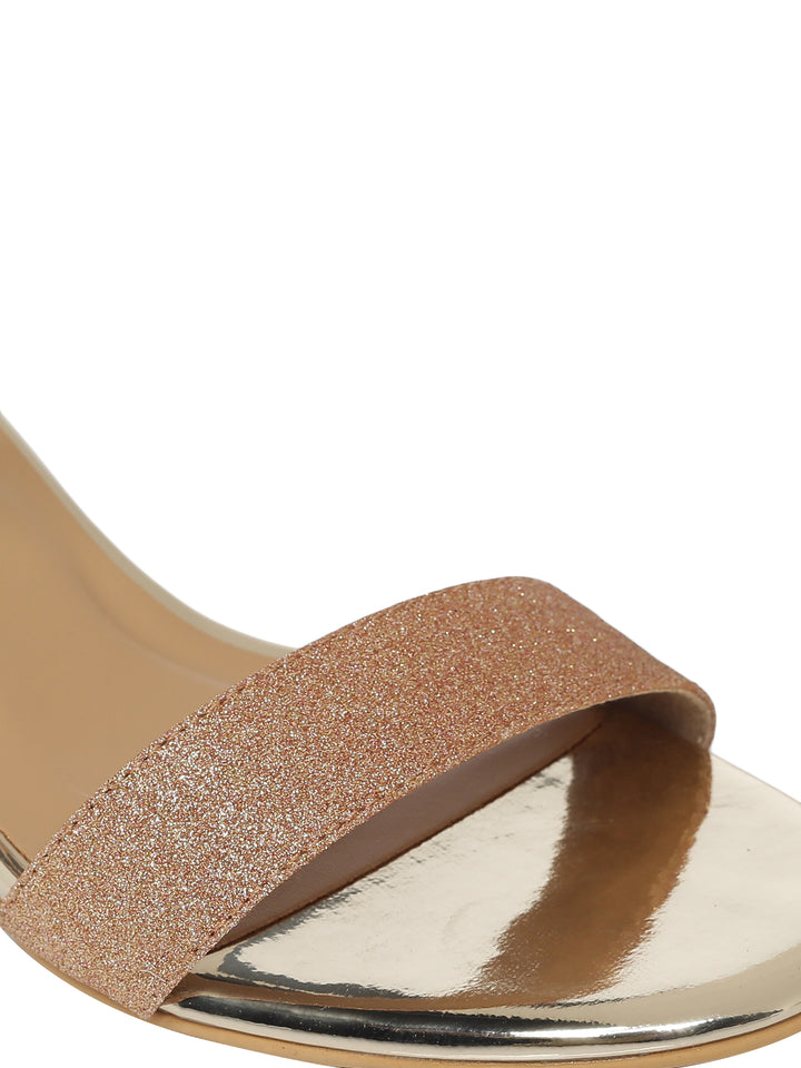 Gold Open Toe Faith Block Heels For Women Monrow Shoes