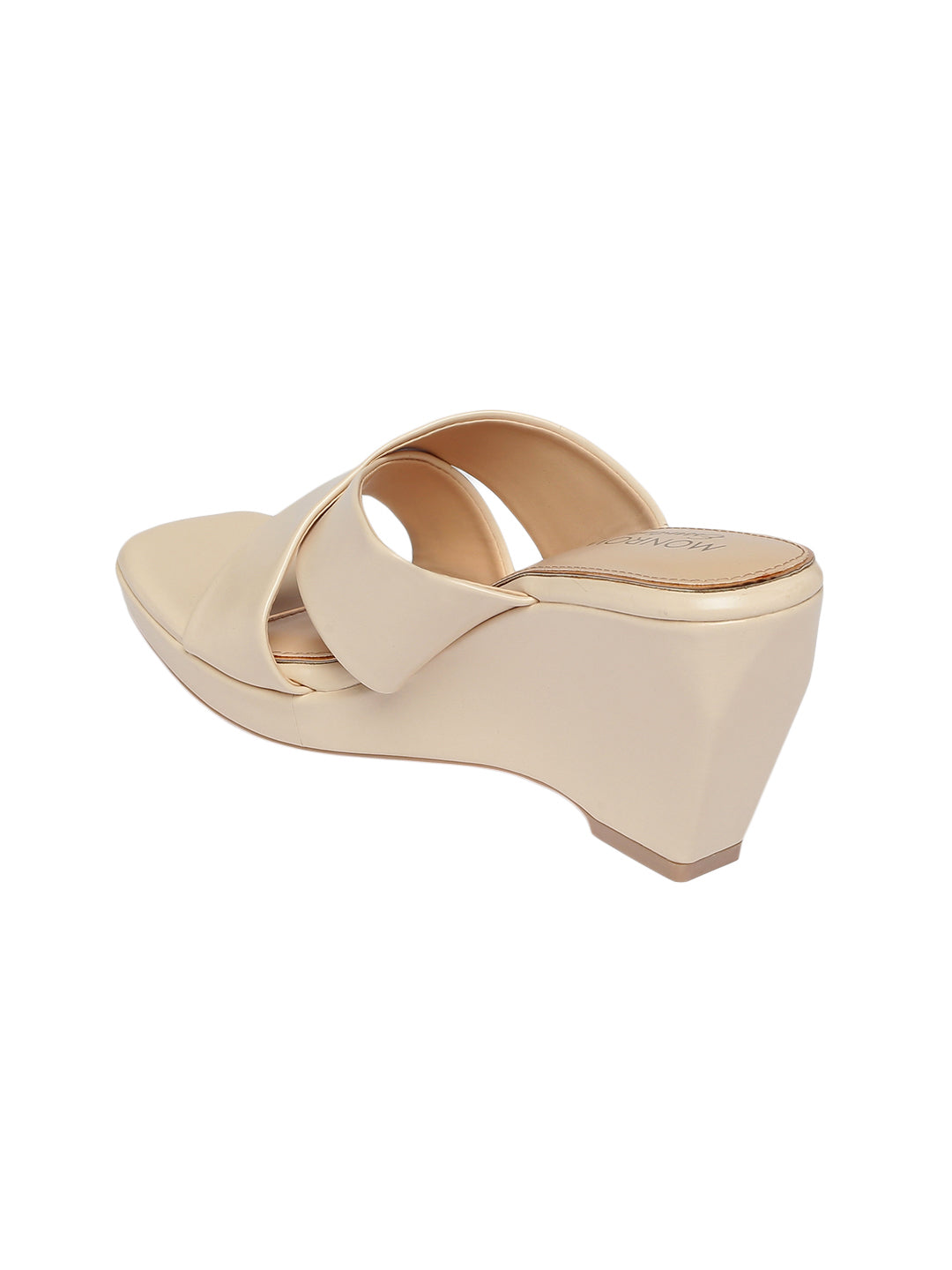 Beige Vegan Leather Liliana Wedge Heels For Women Monrow Shoes